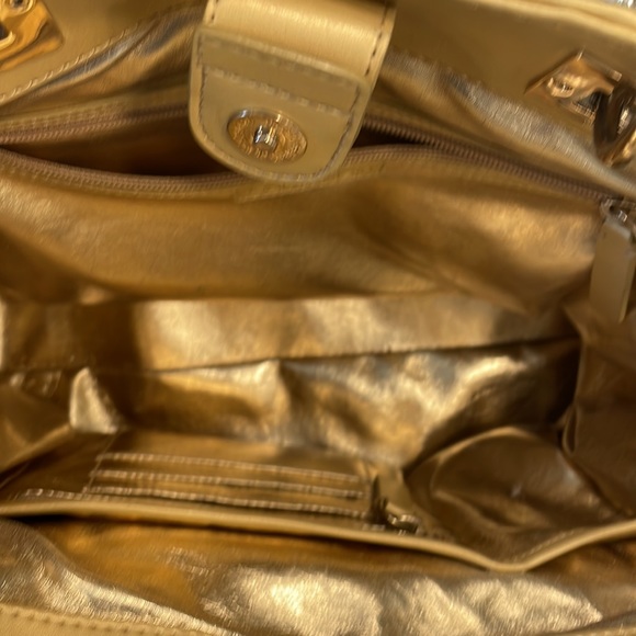 Calvin Klein summer straw bag with gold interior and chain handles - Picture 3 of 10